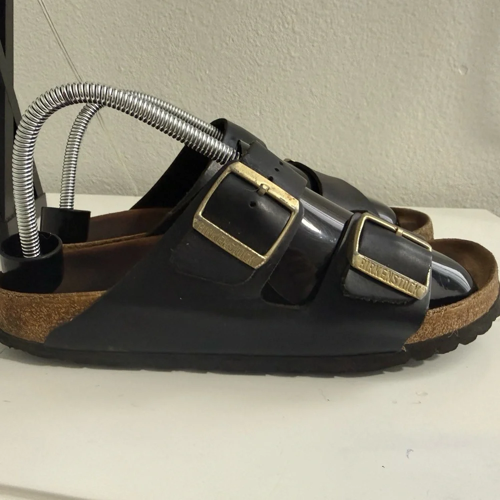 Birkenstock Women's Black Sandals with Gold Buckles - Picture 5 of 10